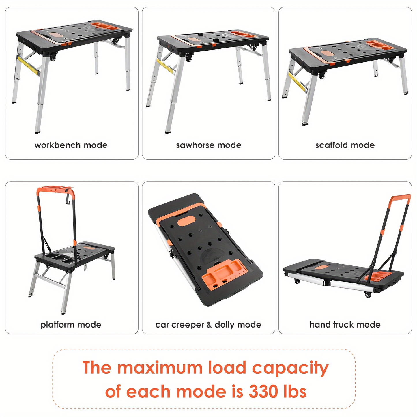 7in 1 Multifunctional Work Benches, Folding Work Table for Garage, As Portable Workbench, Sawhorse