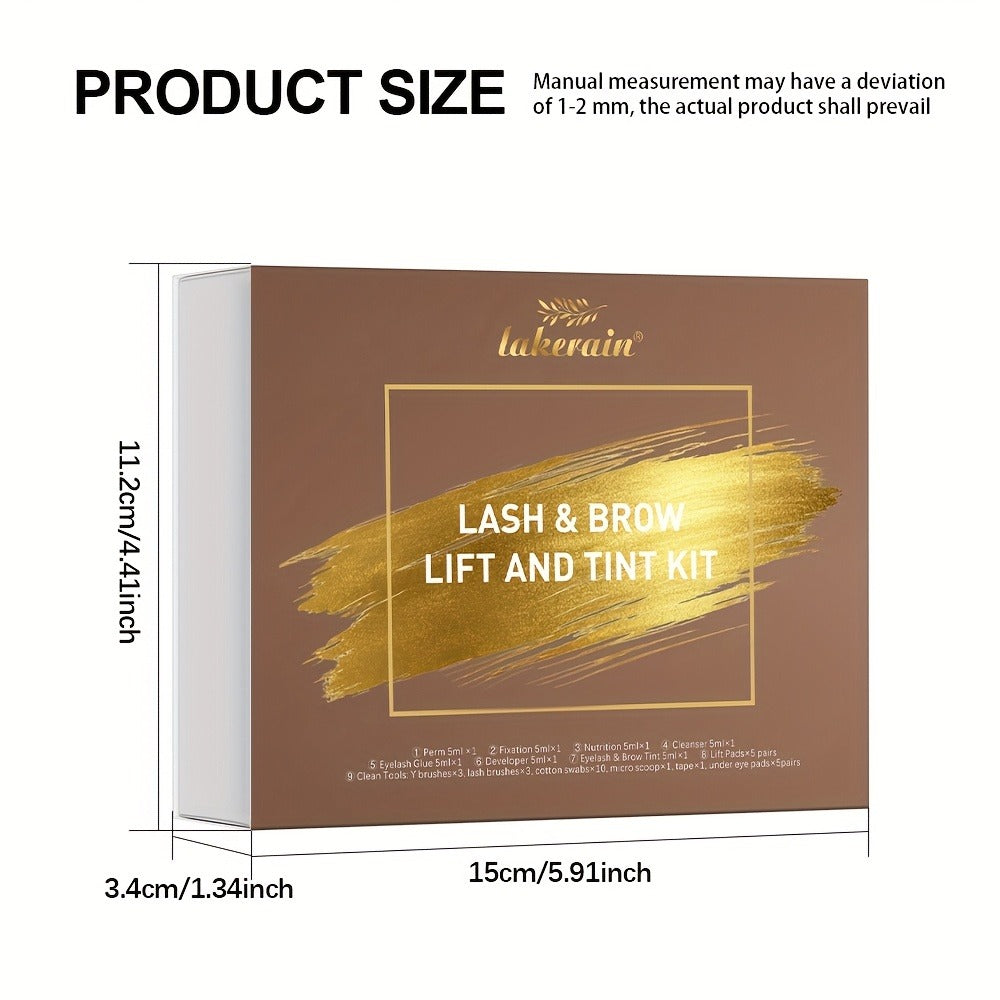 Lash Lift Kit & Brow Lamination Tint Set, 2-in-1 Eyelash Perm & Eyebrow Lamination with Black Brown Tint Dye