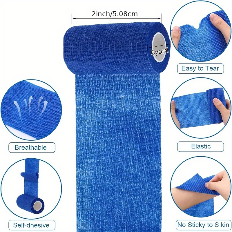 Self Adherent Bandage Wrap 36 Pack – 4 Inch x 5 Yard Cohesive Elastic Athletic Tape, Breathable Self-Stick Wrap for Wrist Ankle Knee Joint