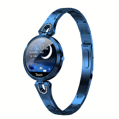 Smartwatch for Women with 1.09-Inch Round Touch Display, Rhinestone Bracelet and 100 Sport Modes