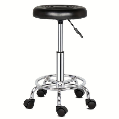 Round Padded Swivel Bar Stool 360° with Chrome Base – Adjustable Height Salon Kitchen Counter Stool for Nail