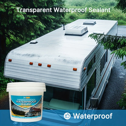 Clear Waterproof Sealant 1000g – Transparent Adhesive for Roof, RV, Wall, Pipe & Tile Leak Repair, Indoor & Outdoor, Includes Brush