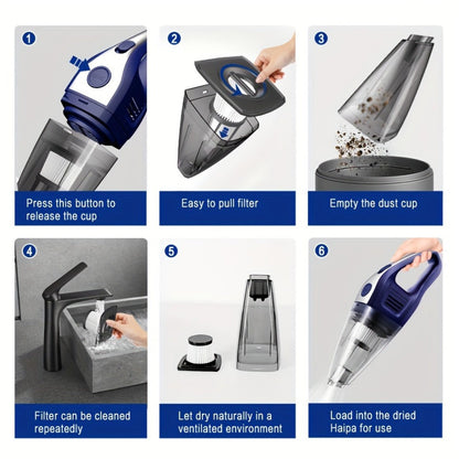 Model 901 Cordless Car Vacuum Cleaner with 5000Pa Source Rating, USB Charging, One-Button Bin and Six Finishes