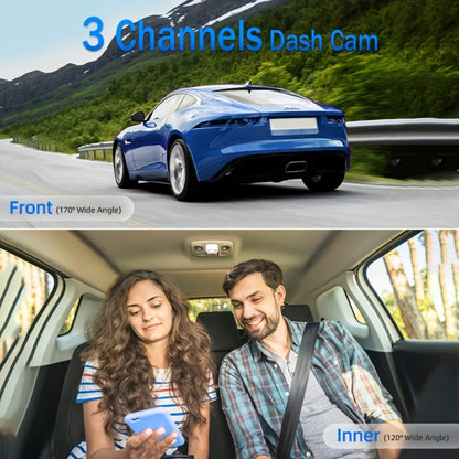 1080P-Labeled Dash Camera with Two- or Three-Lens Options, Screen and Optional WiFi or 32GB Card