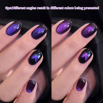 Purple Cat Eye Magnetic Gel Polish Set 9 Colors UV LED Soak Off | 3D Light-Shifting Effect 0.51oz Each Long Lasting Chip-Free | Salon & Home