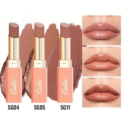 Oulac Nude Satin Lipstick Set 12g Each – Lightweight Moisturizing Full Coverage Cream-to-Satin Formula, Skin-Flattering Nude Lip Color