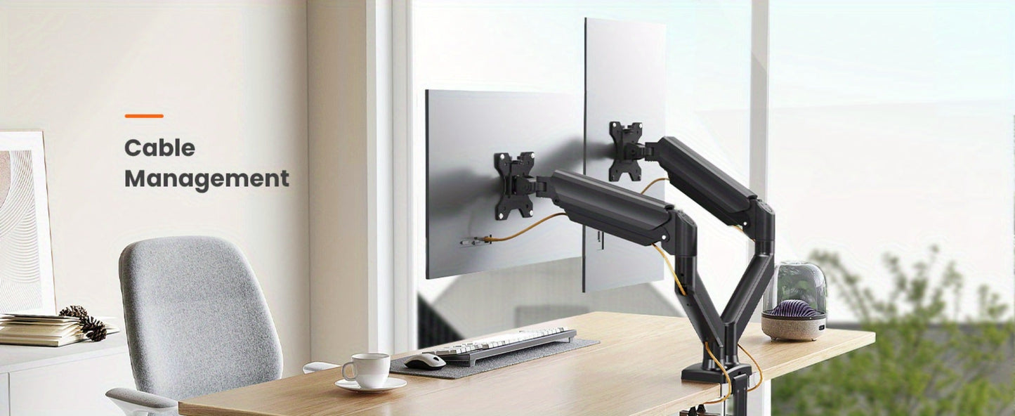 Dual Monitor Stand for 32 Inch Screens, Full Motion Dual Monitor Arm with 180° Swivel Tilt 360° Rotation