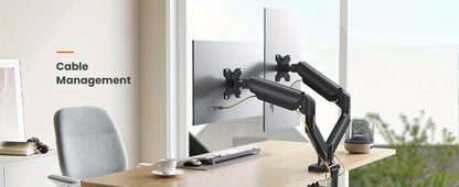 Dual Monitor Stand for 32 Inch Screens, Full Motion Dual Monitor Arm with 180° Swivel Tilt 360° Rotation