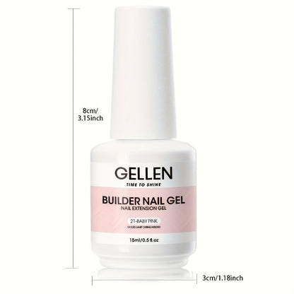 Hard Gel Nail Extension Builder Gel 7-in-1 Self-Leveling – 28+ Day Wear, LED UV Cured, 15ml, Clear Pink Nude Baby Pink Milky White