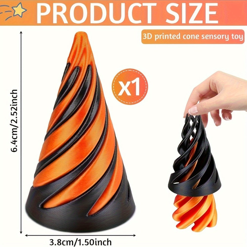 3D Printed Spiral Fidget Cone 10 Pack, Impossible Pyramid Spiral Tree & Carrot Stress Toy, Unique Fish Tank Decoration