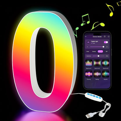LED Letter Lights Music Sync – Colorful Flashing Marquee Alphabet Lights for Room Decor, Party, Bedroom, Festival & Camping