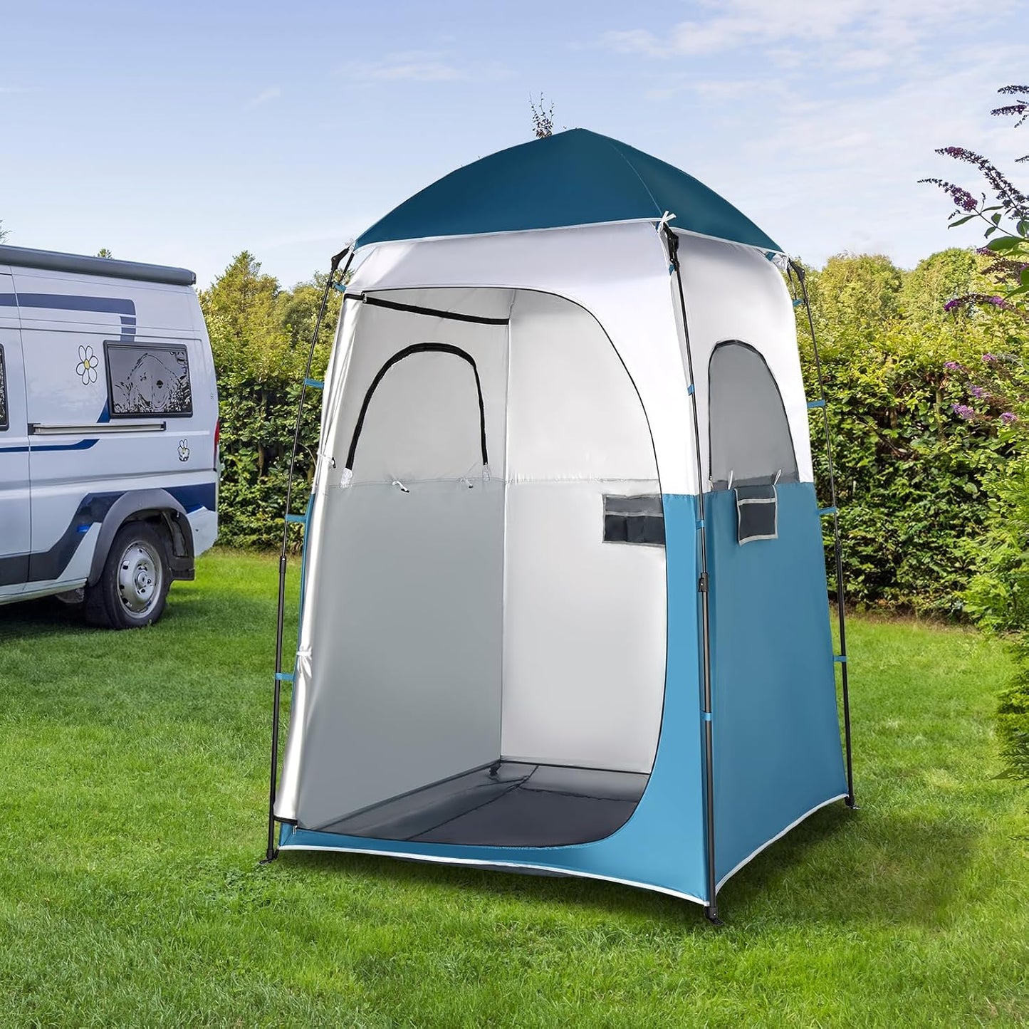 Pop Up Tent Outdoor Shower Camping Changing Room Mesh Floor for Garden, Patio and Yard Use
