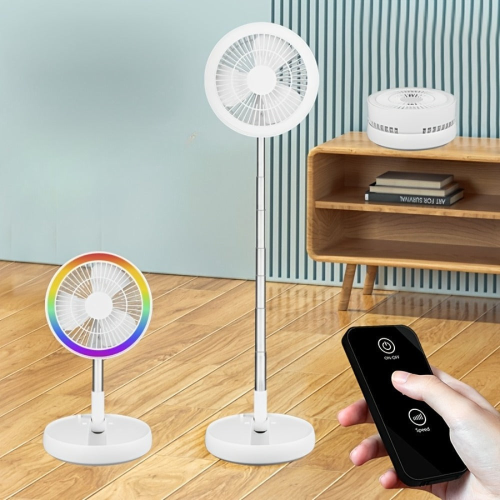 Portable Fan 3600mAh Foldable Four-Speed Tower Model with Remote Control and Seven-Color LED Light