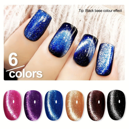 Cat Eye Gel Polish 8ml Holographic Chameleon Flash – Magnetic Sand 3D Color-Shifting Semi-Permanent UV LED Gel Varnish for Salon & Home DIY