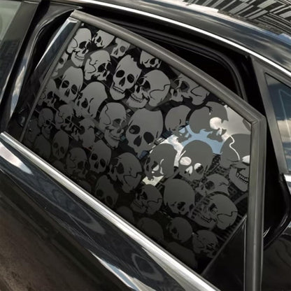 Two-Piece Gothic Skull Car Window Decals in Type A, C or D Artwork with Small or Large Sizes
