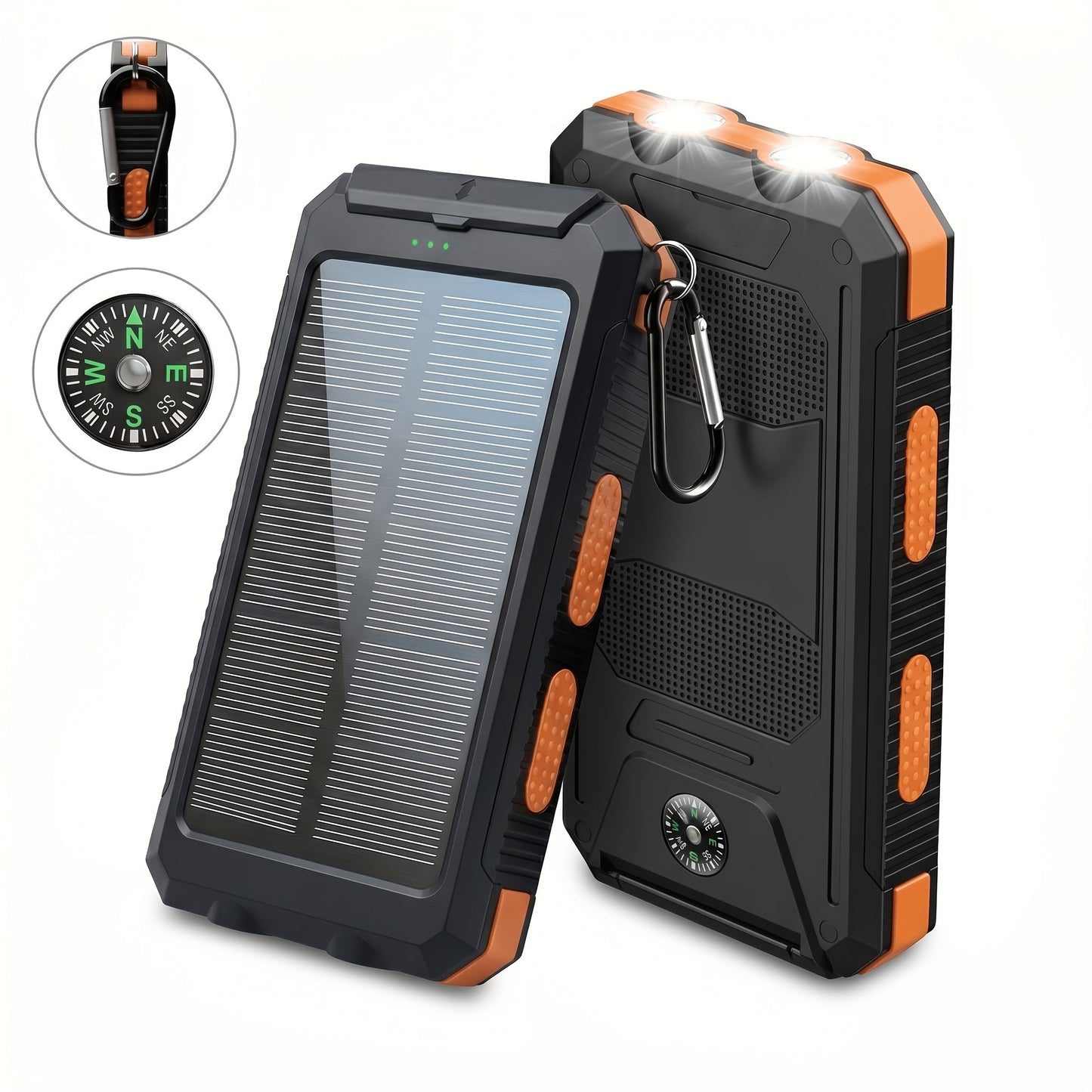 Power Bank for Camping, 20000mAh 40000mAh Portable Charger with Dual USB LED Flashlight & Compass – Waterproof External Battery Pack