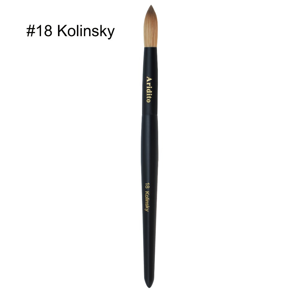 Kolinsky Nail Brush Round Head for Acrylic Extensions – Professional Black Wooden Handle Nail Art Brush with Genuine Kolinsky Hair Bristles