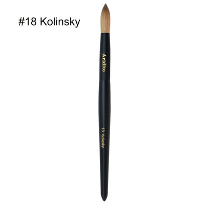 Kolinsky Nail Brush Round Head for Acrylic Extensions – Professional Black Wooden Handle Nail Art Brush with Genuine Kolinsky Hair Bristles
