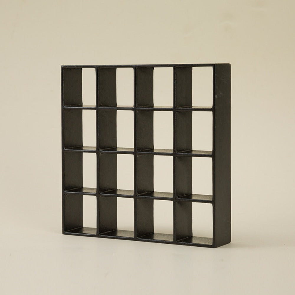Dollhouse Miniature Display Cabinet 1:12 Scale 16-Compartment Modern Storage Shelf Organizer – Miniature Furniture Accessory for Dollhouse