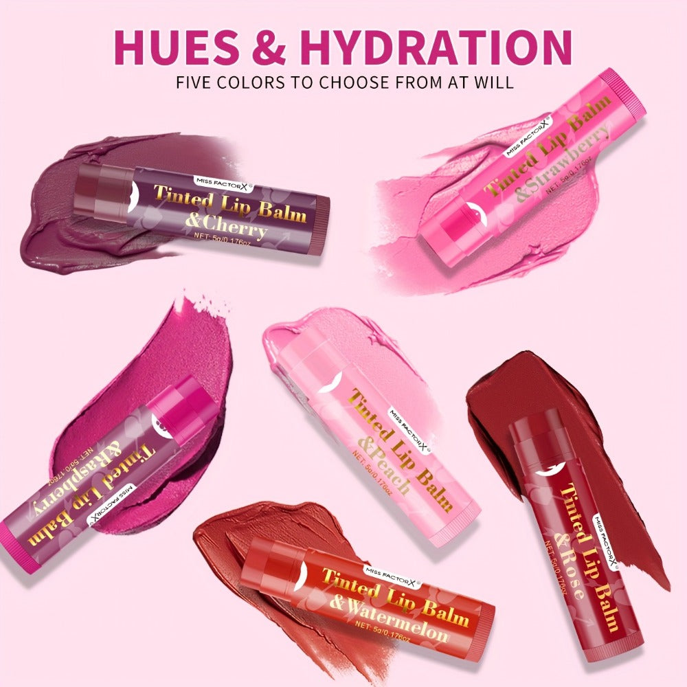 MISS FACTOR 30-Piece Tinted Lip Balm Set with Capped Tubes Organized into Six Color Groups