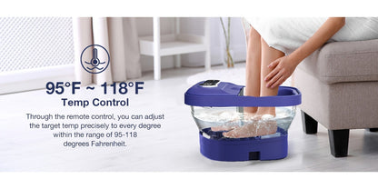 Foot Spa Massager Collapsible with Heater & Temperature Control – Foot Bath with Bubbles, 6 Massage Rollers, Vibration