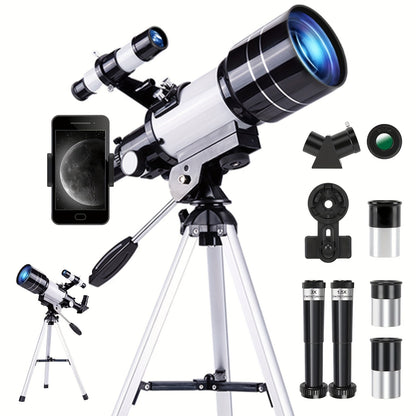 150X Telescope 70mm Aperture for Adults High Power Portable Monocular with Tripod Phone Holder Eyepiece Barlow Lens for Stargazing Nature