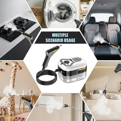Portable Steam Cleaner High Pressure High Temperature with 3 Brush Heads Handheld Steam Cleaner for Bathroom Kitchen Furniture Car Home