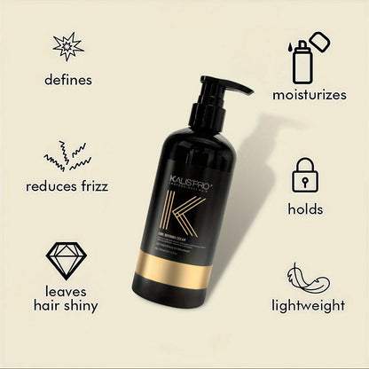 Curl Defining Cream and Detangling Brush Set by KALISPRO with One or Two 300ml Pump Bottles