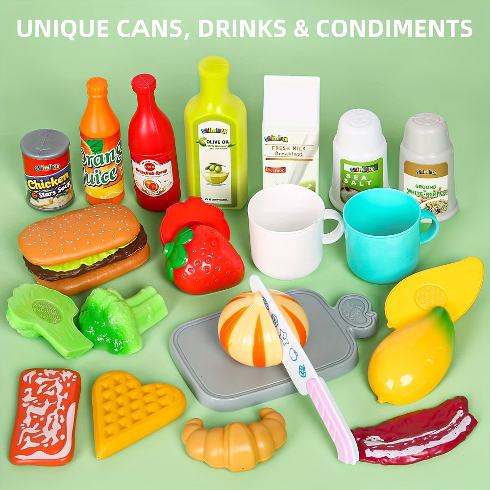 Kids Kitchen Playset 37pcs, Stainless Steel Play Pots & Pans Set with Apron, Chef Hat, Cooking Utensils & Play Food