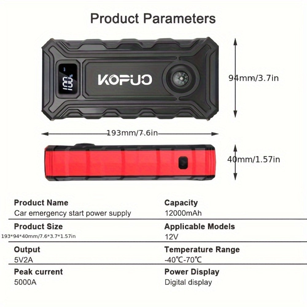 Red or Green Jump Starter with Digital Battery Display and Smart-Clip or Straight-Clip Cable Options