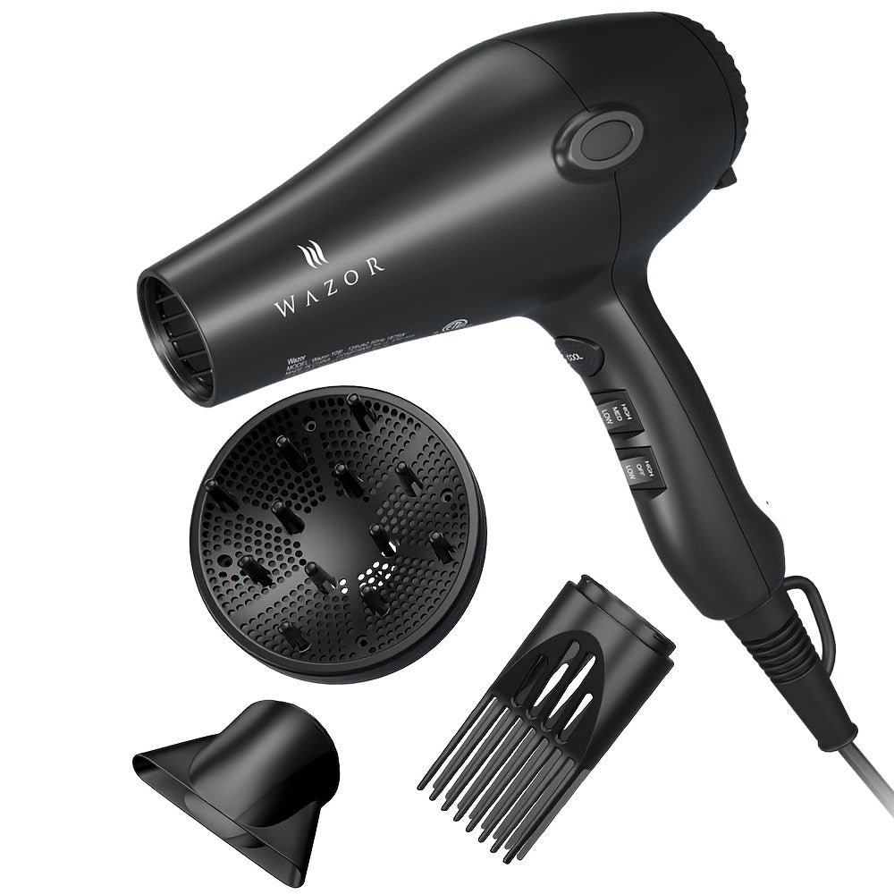 1875W Ionic Hair Dryer with Diffuser Concentrator Comb Nozzle – Professional Blow Dryer DC Motor 3 Heat 2 Speed Cool Shot Anti-Frizz Salon