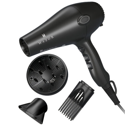 1875W Ionic Hair Dryer with Diffuser Concentrator Comb Nozzle – Professional Blow Dryer DC Motor 3 Heat 2 Speed Cool Shot Anti-Frizz Salon