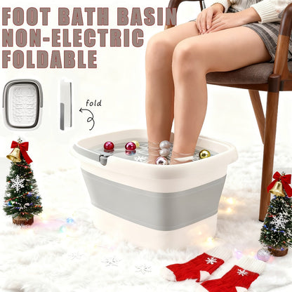 Collapsible Foot Spa Bath with Heat Bubble Massager & Remote Temperature Control – 3 Pedicure Attachments Foldable Foot Soak Tub with Handle