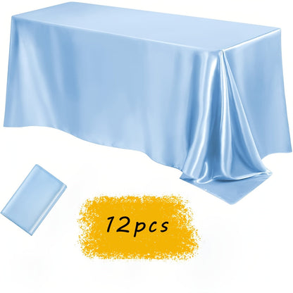 Tablecloth Satin Rectangle Cover 12-Piece Set in 57 x 102-Inch Size and Fourteen Colors for Events