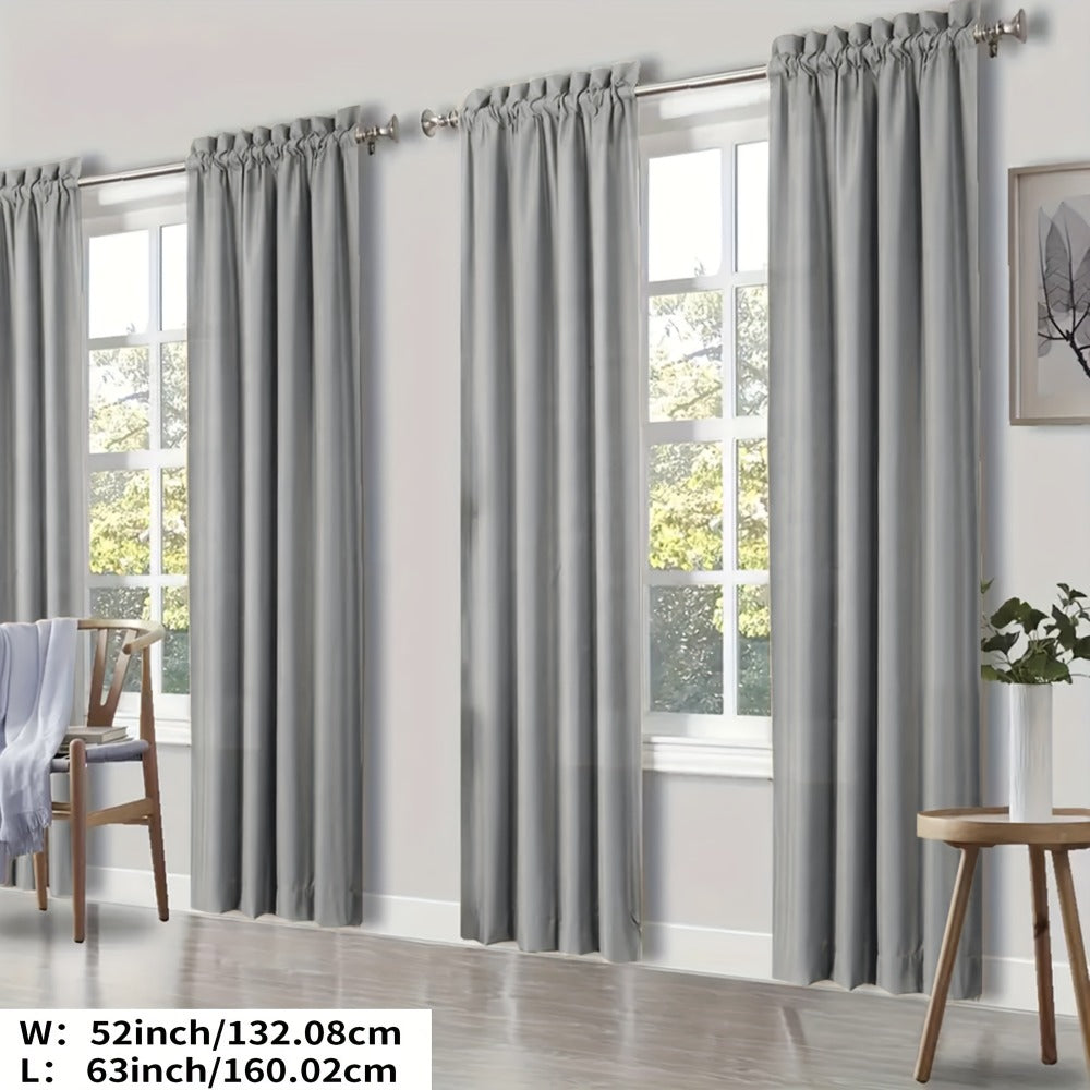 Blackout Curtains 4 Panels Thermal Insulated Room Darkening Drapes, Rod Pocket, Energy Saving, Solid Color for Bedroom & Living Room