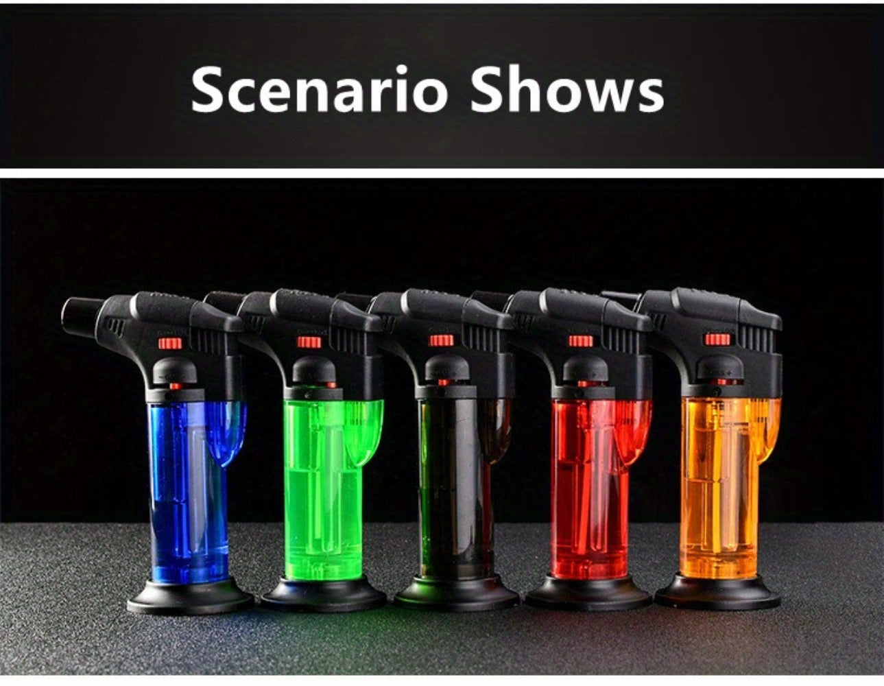 Butane Torch Lighter 6pcs Big Jet Flame Refillable & Adjustable Mini Blow Torch - Gift Box Set for Camping