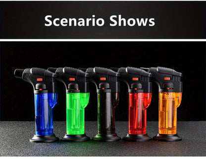 Butane Torch Lighter 6pcs Big Jet Flame Refillable & Adjustable Mini Blow Torch - Gift Box Set for Camping
