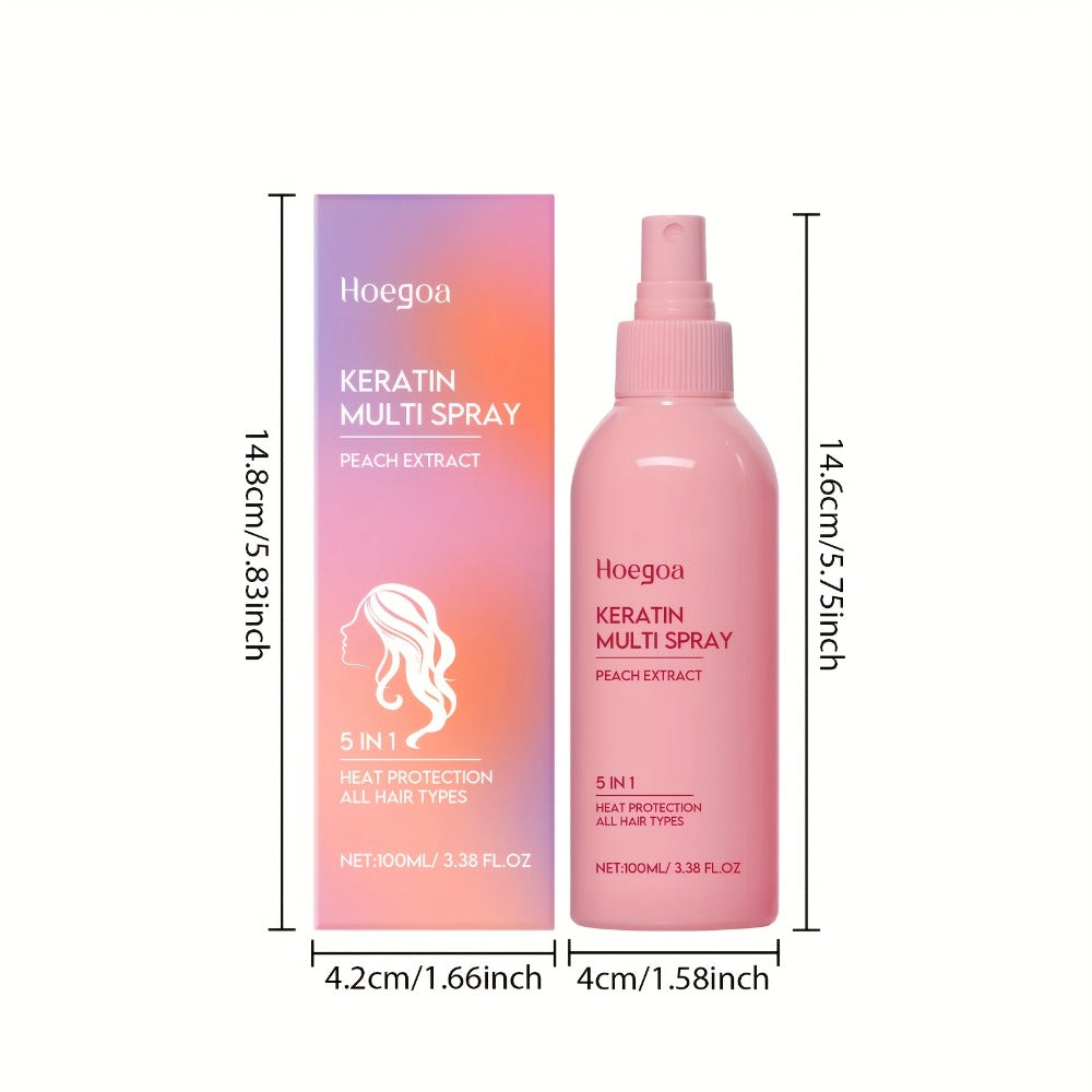 Leave-In Conditioner Spray 2 Pack, Fruity Peach Scent No-Rinse Hair Spray with Heat Protection, Fluffy Styling