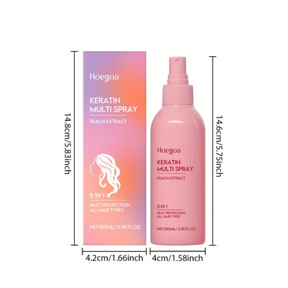 Leave-In Conditioner Spray 2 Pack, Fruity Peach Scent No-Rinse Hair Spray with Heat Protection, Fluffy Styling