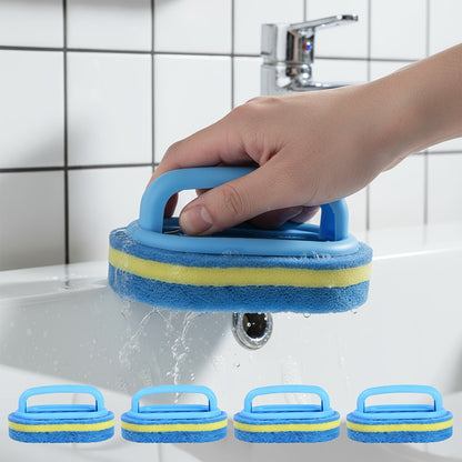 Natural Sponge Cleaning Brushes Set of 5 – Thickened Ergonomic Handle, Quick-Drying, Pill-Free, Multi-Surface Kitchen Bathroom Dishware Pool