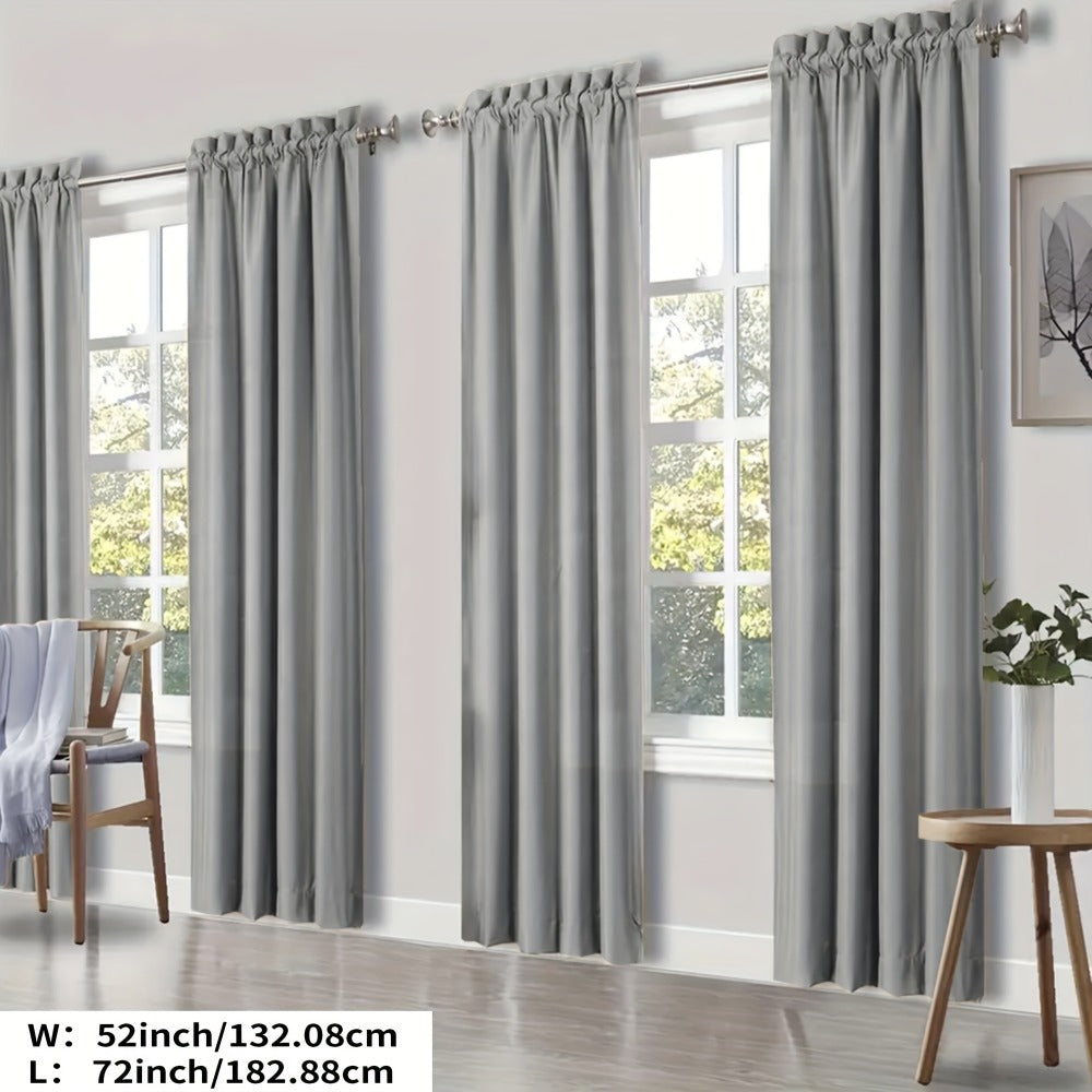 Blackout Curtains 4 Panels Thermal Insulated Room Darkening Drapes, Rod Pocket, Energy Saving, Solid Color for Bedroom & Living Room