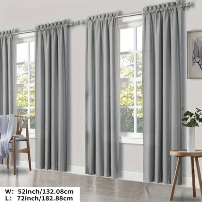 Blackout Curtains 4 Panels Thermal Insulated Room Darkening Drapes, Rod Pocket, Energy Saving, Solid Color for Bedroom & Living Room