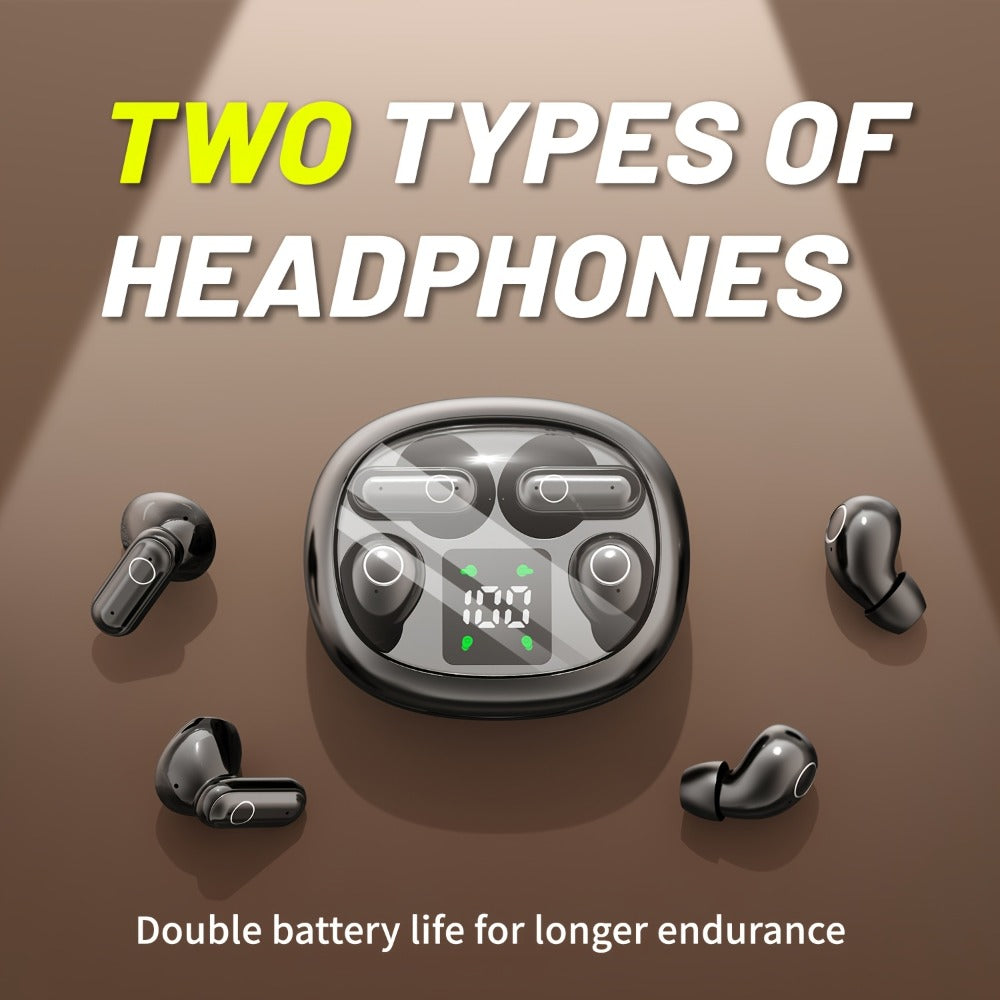 Four-Earbud Wireless Set with Two In-Ear Styles, Digital Charging Case and Three Color Options