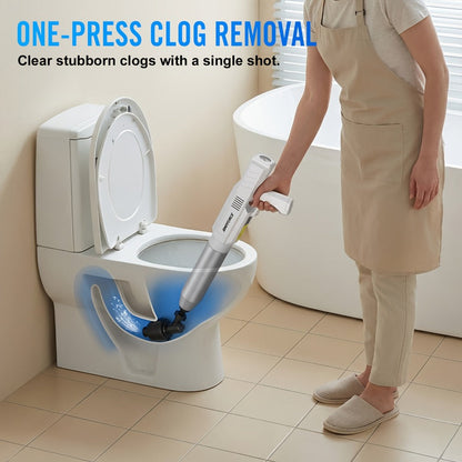 Electric Cordless Toilet Plunger 8V - High-Pressure Pneumatic Drain Opener with Real-Time Pressure Display