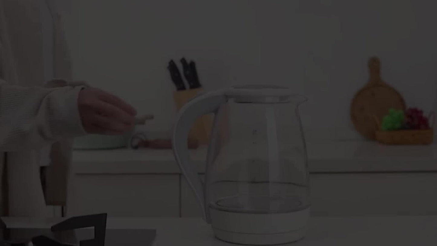 Electric Kettle 1.7L 1200W Borosilicate Glass with Blue LED, Auto Shut-Off and Cordless Base