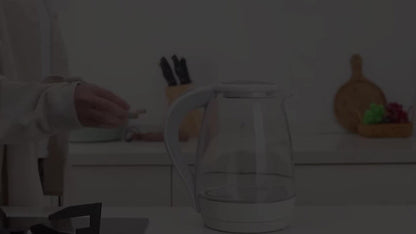 Electric Kettle 1.7L 1200W Borosilicate Glass with Blue LED, Auto Shut-Off and Cordless Base