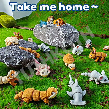 3D Printed Animal Figurines Set 21pcs, Mini Movable Joints Realistic Collectible Animal Statues for Adults