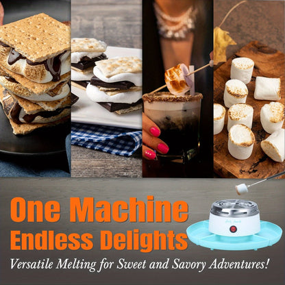Electric S'mores Maker Indoor Tabletop Marshmallow Roaster Station with 4 Compartment Trays & 4 Roasting Forks