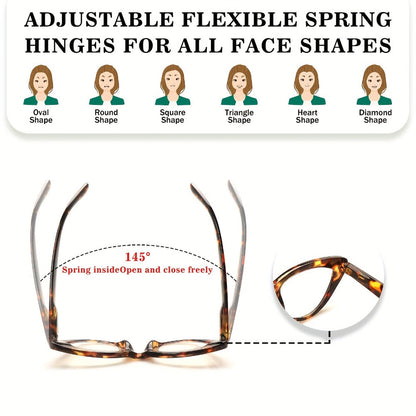 Reading Glasses – Four-Pair Cat-Eye Reader Set with Leopard and Gradient Frames with Multiple Strength and Color Options