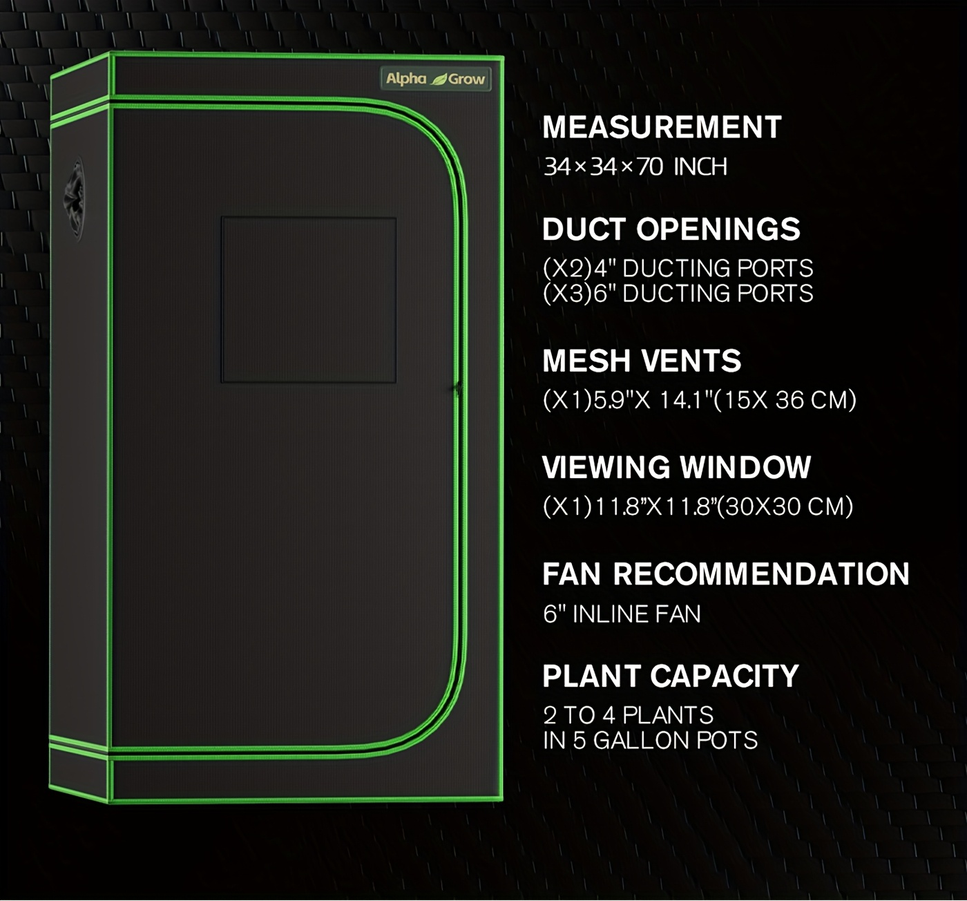 Indoor Grow Tent 1680D Lightproof with Viewing Window, Floor Tray & No-Tool Assembly, Hydroponic Setup for Seedling & Vertical Flowering